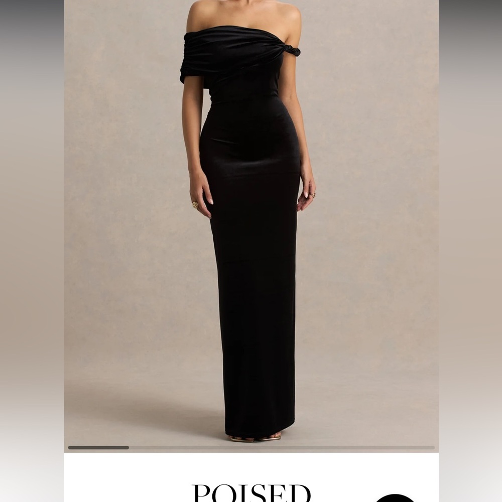 Poised Strapless Black Evening Gown